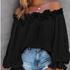 Casual Blouses Shoulder Off-Shoulder Long Sleeve Top Lotus Leaf Sleeve Shirt Loose Women's Clothing