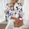 Women's Zip-Up Jacket With All-Over Botanical Print, Round Neck Long Sleeve Casual & Formal Wear For Spring&Fall