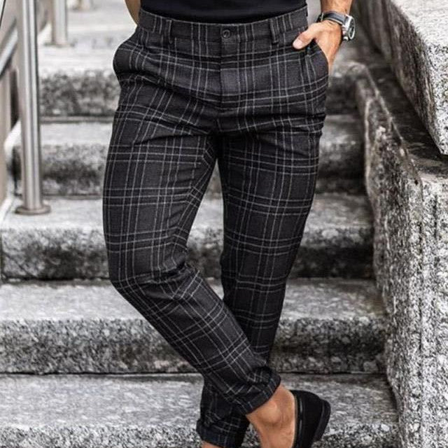 Loose Plaid Print Trousers
