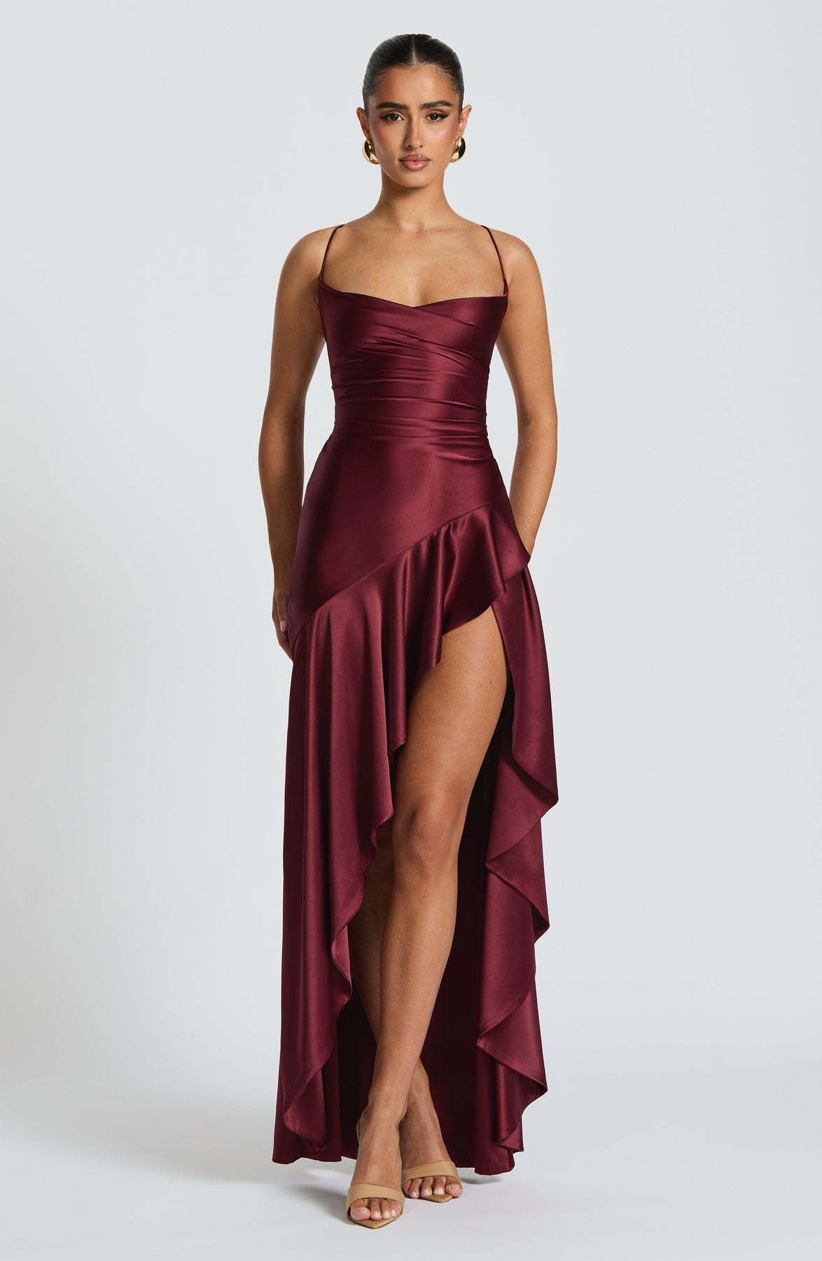 Backless Ruffle Suspender Maxi Dress — Evening & Party