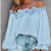 Casual Blouses Shoulder Off-Shoulder Long Sleeve Top Lotus Leaf Sleeve Shirt Loose Women's Clothing