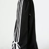 High Waist Wide Leg Pants Women's Spring Summer New Style Three Bars Drawstring Cuffed Straight Casual Extended Sports Trousers