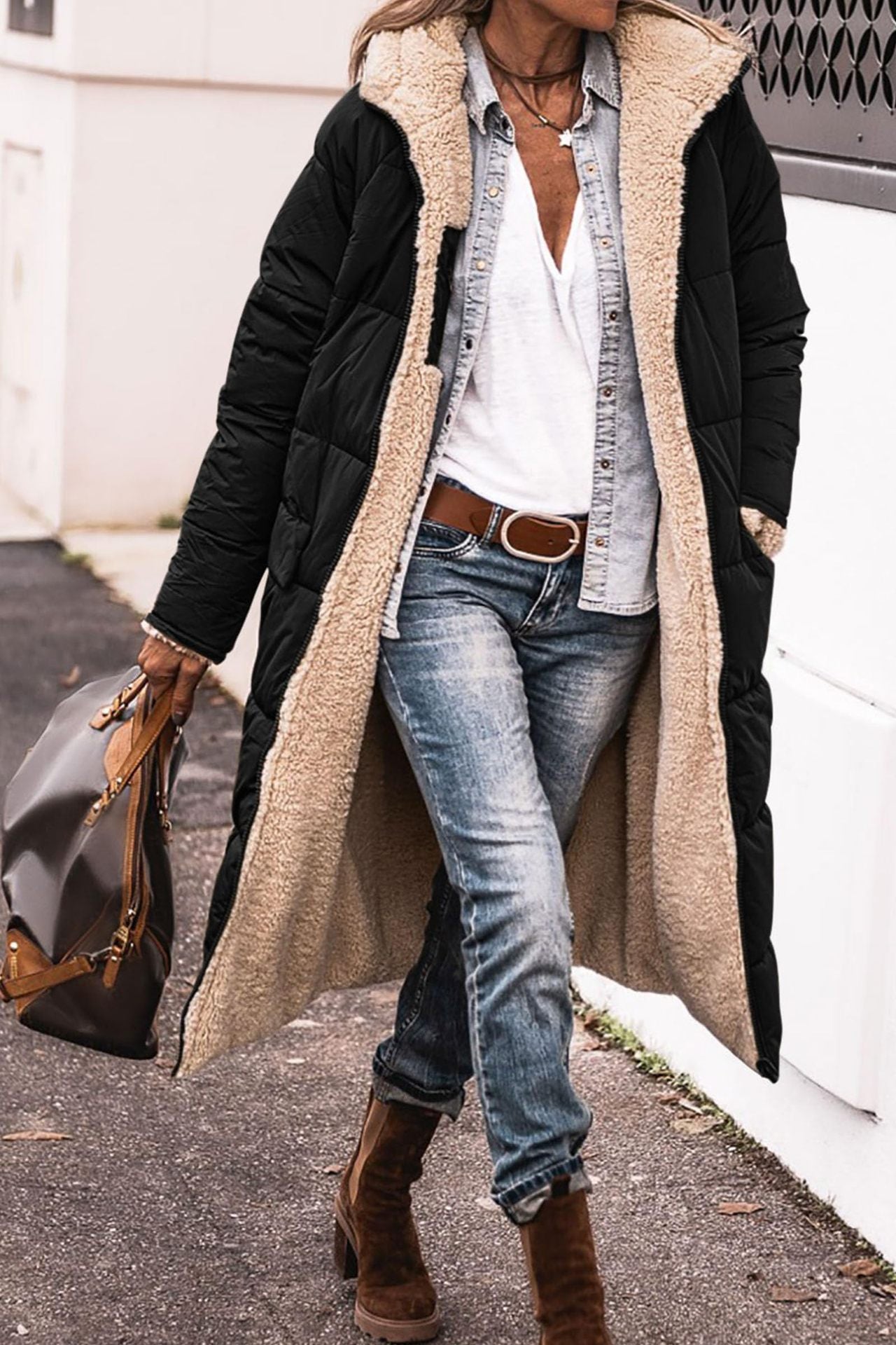 Women's Loose Cardigan Jacket — Mid-Length Winter Coat