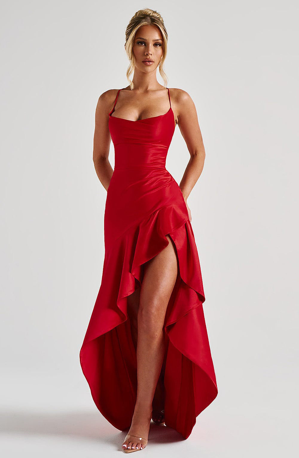 Backless Ruffle Suspender Maxi Dress — Evening & Party