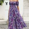 Women's Elegant Paisley Pattern Print One Shoulder Dress Summer Casual Party Essential Long Dress