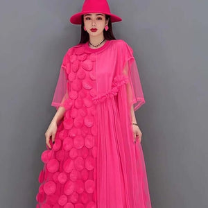 New Women's Loose Plus Size Floral Polka Dot Dress