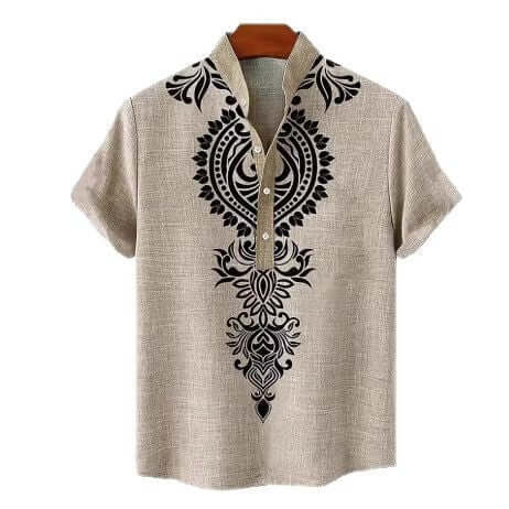Men’s 3D Print Linen Shirt