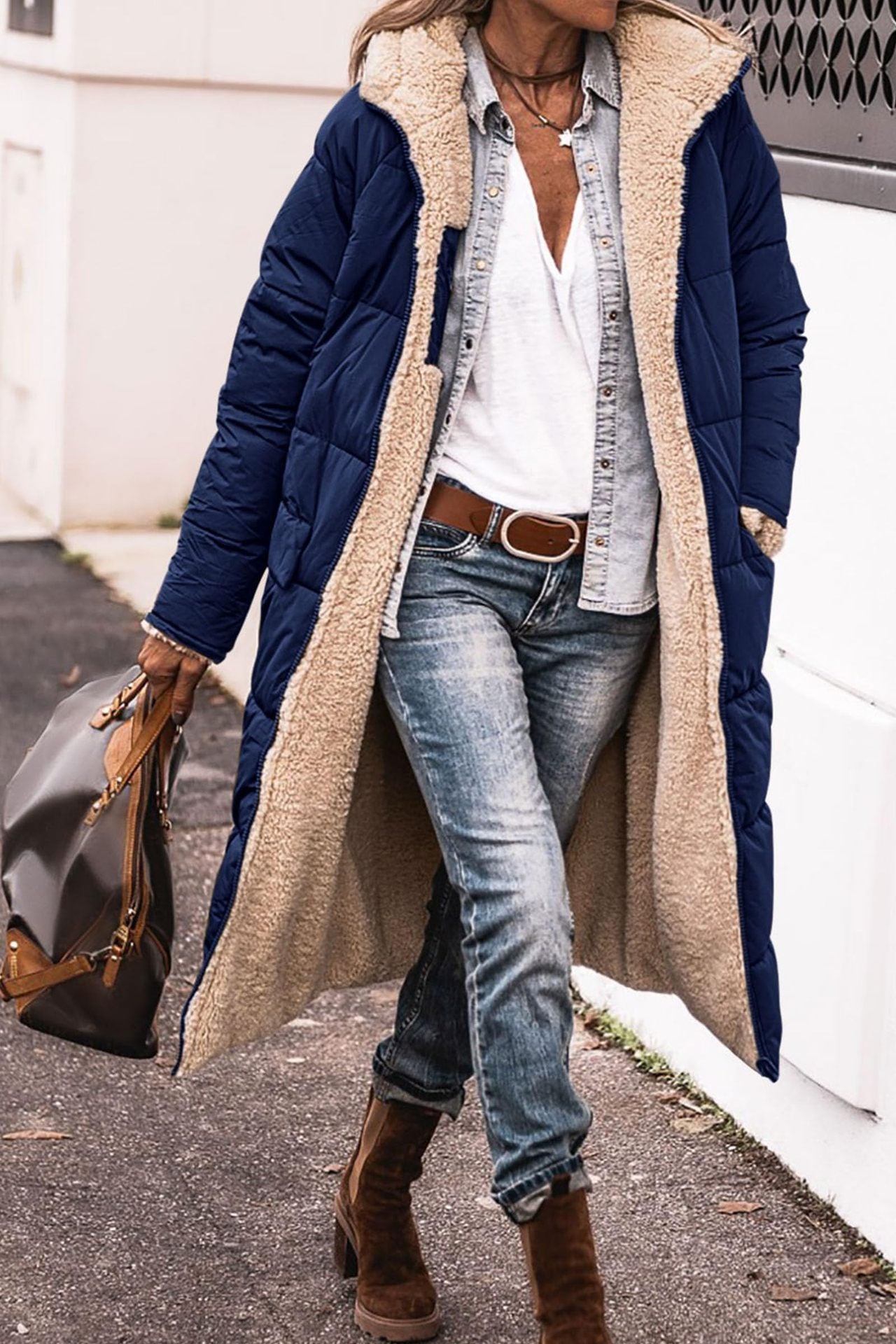 Women's Loose Cardigan Jacket — Mid-Length Winter Coat